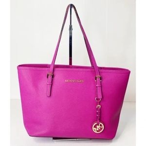 Hot Pink Michael Kors Leather Tote Purse